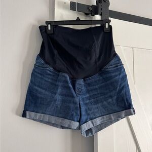 Isabel Maternity by Ingrid & Isabel High Waist Denim Shorts - Blue and Black